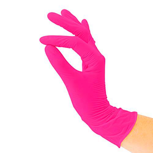 Guantes de nitrile, 100 pcs caja (XS, Magenta), guantes de examen desechables