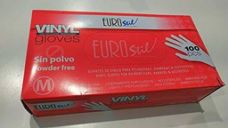 EuroStil, Negro, Guantes Vinilo Sin Polvo 100U Mediano/M (06690)