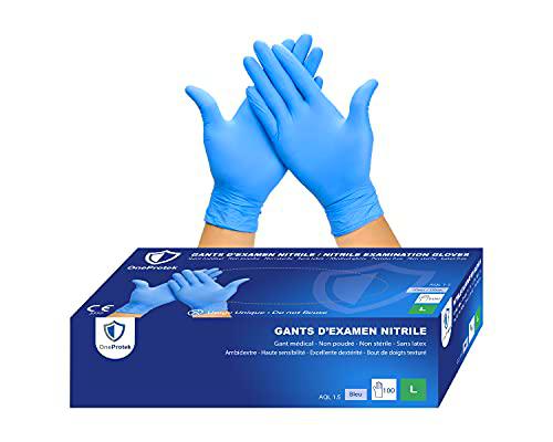 OneProtek -100 PCS/Caja Guantes nitrilo desechables