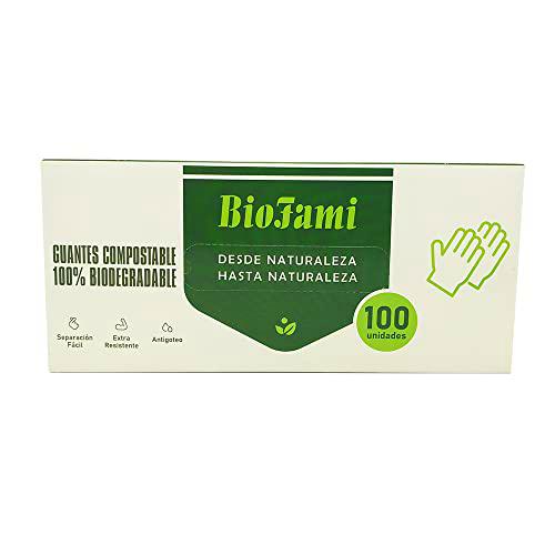 BIOFAMI Guantes Desechables Compostables, 100 unidades