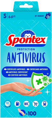 Spontex Protector antivirus x100 - Guantes desechables de vinilo