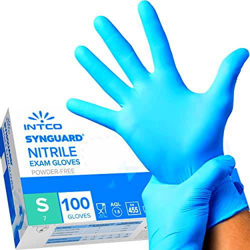 100 guantes de Nitrilo S sin polvo, sin látex, hipoalergénicos