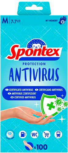 Spontex 100 guantes desechables de vinilo, sin polvo y sin látex