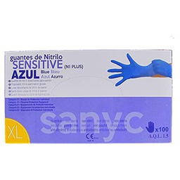 SANYC Guantes Nitrilo Sensitive Sin Polvo 100 Unidades Talla Xg Azul