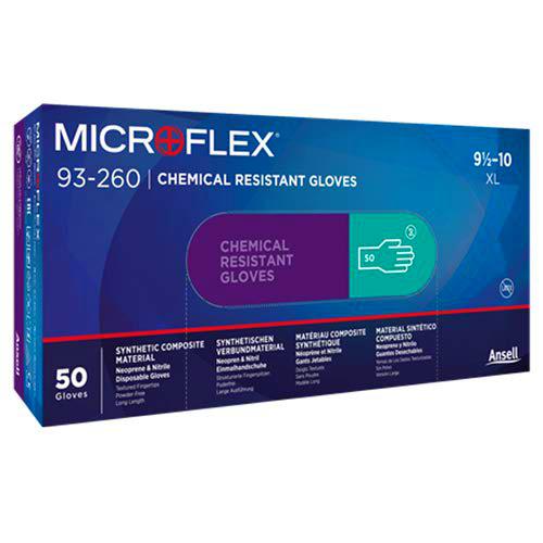 Ansell Microflex 93-260 Guantes Desechables de Nitrilo y Neopreno Resistentes a Químicos Agresivos