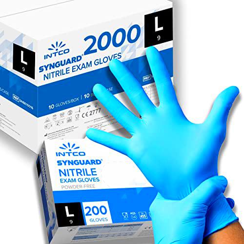 2000 guantes de nitrilo sin polvo, sin látex, hipoalergénicos