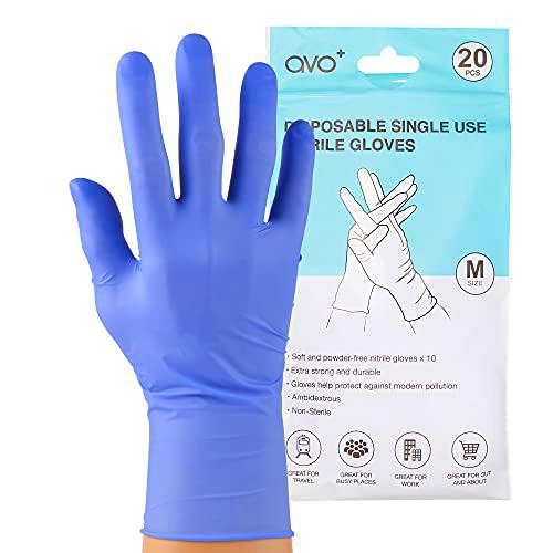 AVO+ 20 guantes desechables medianos, protectores hipoalergénicos sin látex