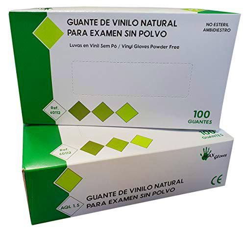 Caja 100 Guantes vinilo desechable talla P