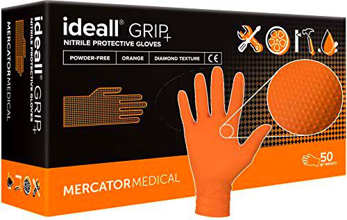 &lt;b&gt;Guantes de nitrilo naranjas IDEALL GRIP+, talla: XXl