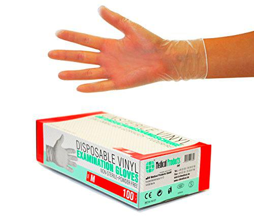 Guantes de vinilo 1000 pcs 10 cajas (M, Transparente)