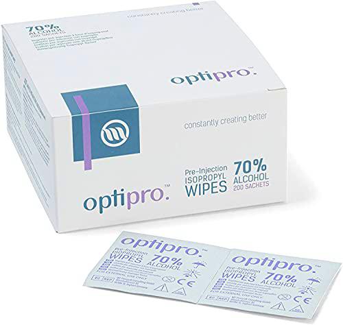 OptiPro Toallitas de Isopropilo con Preinyección de Alcohol al 70%