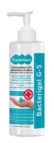 BACTERIGEL G-5 500ml | Gel de manos desinfectante autosecante | Antiséptico para la piel sana | Testado bajo control dermatológico y pediátrico