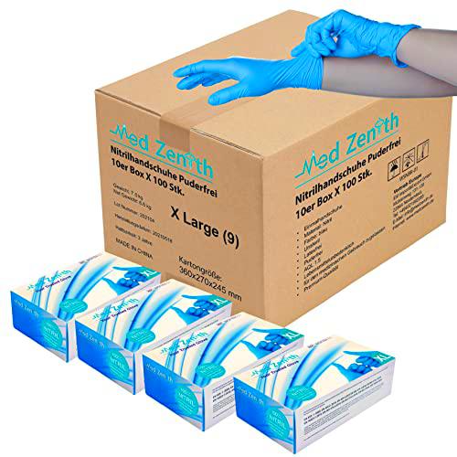 Med Zenith Guantes desechables de nitrilo, guantes médicos desechables de nitrilo