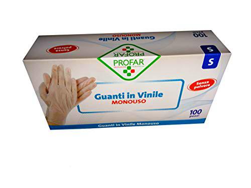 Profar - Guantes desechables de vinilo, 100 unidades (S)