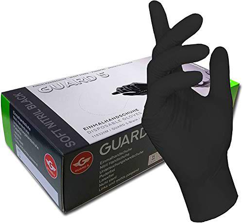 200 Piezas - Guantes Desechables - GUARD 5 - Guantes de nitrilo Negro