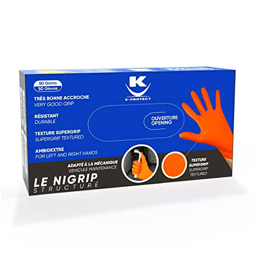 KELI FRANCE K•PROTECT - Guantes de nitrilo naranja nigrIP no pudado