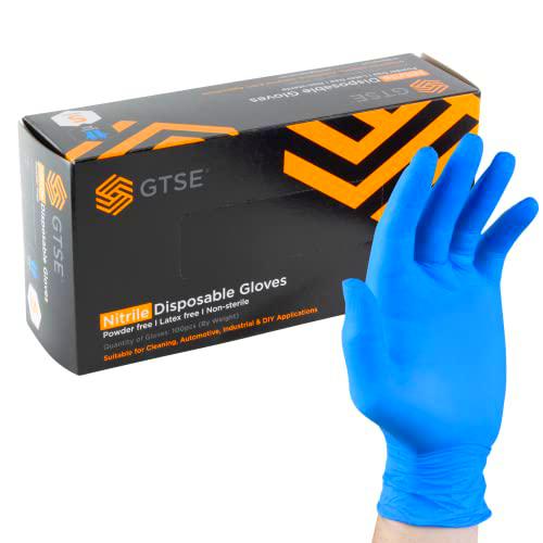 GTSE Caja de 100 guantes de nitrilo azul, tamaño pequeño