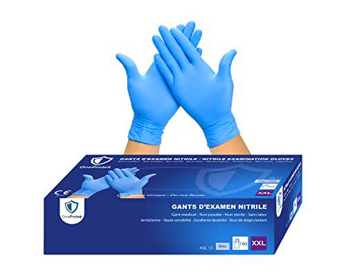 OneProtek Guantes de nitrilo desechables, caja de 100 unidades