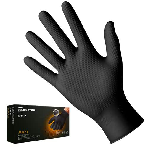 &lt;b&gt;Guantes de nitrilo negross GoGrip, talla: XL - 50 unidades