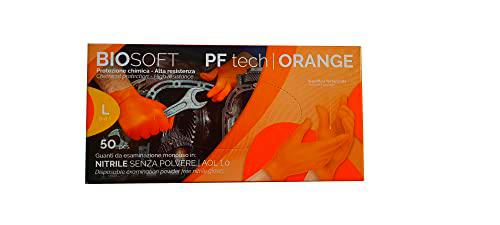 Rays Spa - Guantes desechables de nitrilo Biosoft PF Tech Orange