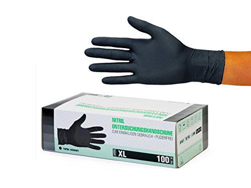 Guantes de nitrilo, 100 pcs caja (XL, Negro), guantes de examen desechables libres de látex