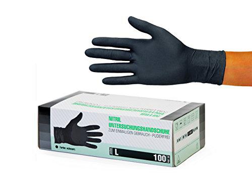 Guantes de nitrilo, 100 pcs caja (L, Negro), guantes de examen desechables libres de látex