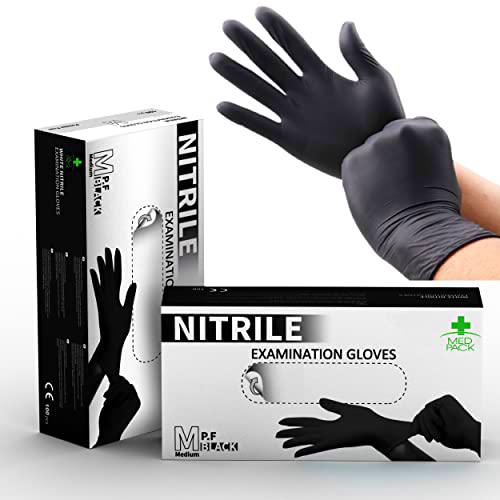 MED PACK Guantes Nitrilo desechables, negros, sin látex