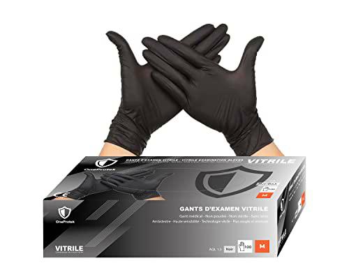 OneProtek Guantes desechables de vitrilo de nitrilo mixto de nitrilo negro