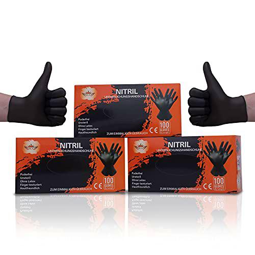 I.L.A. 100 guantes de nitrilo en negro, guantes de nitrilo sin látex ni polvo