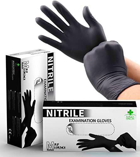 MED PACK Guantes de nitrilo, guantes desechables negros