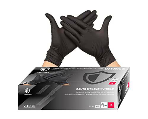 OneProtek - Guantes desechables negro de vitrilo (mezcla de nitrilo y vinilo)