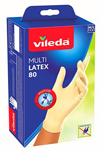 Vileda Multi Latex 80 - Guantes desechables de látex natural (80 unidades)