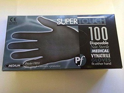 SuperTouch 100 guantes desechables de látex negro de tamaño mediano