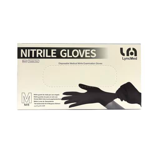 Lyncmed - Guantes desechables de nitrilo negro sin polvo, talla M