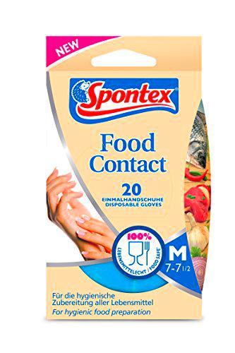 Spontex Food Contact, 20 guantes desechables para la seguridad de los alimentos (20 piezas)