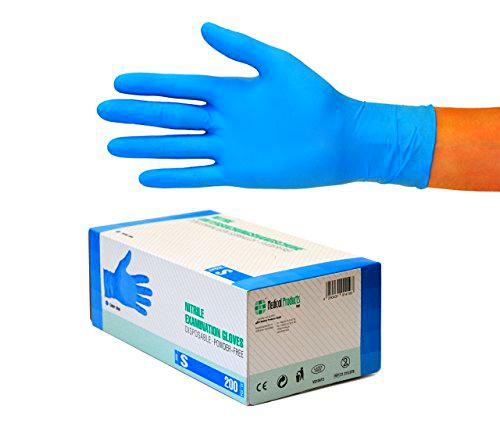 Guantes de nitrilo, 200 pcs caja (S, Azul), guantes de examen desechables libres de látex