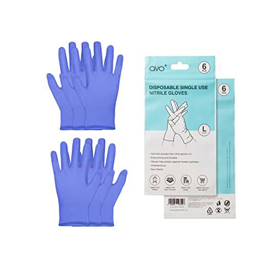 AVO+ Paquete de 6 guantes desechables grandes, protectores hipoalergénicos