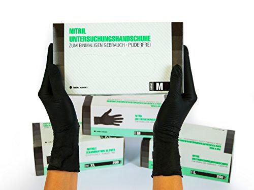 Guantes de nitrilo, 200 pcs caja (M, Negro), guantes de examen desechables libres de látex