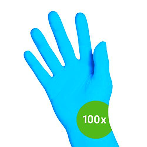 Kemes Guantes de nitrilo azul, 100 unidades, sin látex