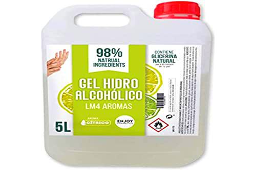 ENJOY COSMETICS | Gel Hidroalcohólico | Aroma a Cítrico | 70% Alcohol | Con Glicerina Natural | Para el Cuidado de la Piel | 98% Ingredientes Naturales | Ideal para Casa y Comercios | 5000 ml