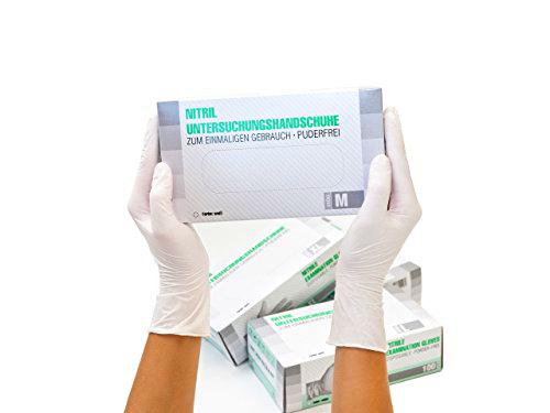 Guantes de nitrilo, 100 pcs caja (M, Blanco), guantes de examen desechables libres de látex