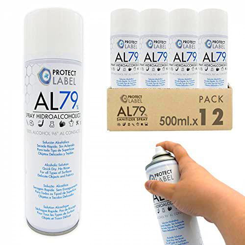 PROTECT LABEL Hidroalcohol Spray Higienizante Manos Y Superficies 79% Alcohol Aerosol Hidroalcohólico