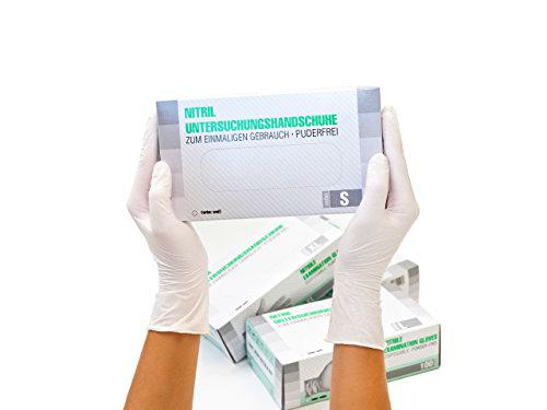 Guantes de nitrilo, 100 pcs caja (S, Blanco), guantes de examen desechables libres de látex