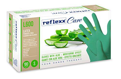 Reflexx L600/XS Guantes desechables de látex con Aloe Vera