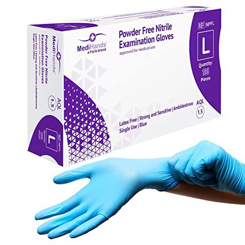 MediHands - Guantes de nitrilo para examen (100 unidades