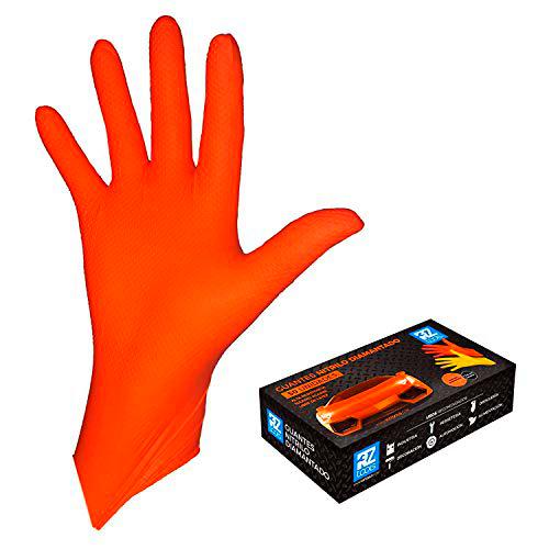 RZ TOOLS GUANTES de NITRILO DIAMANTADO naranjas - Los guantes de nitrilo MÁS RESISTENTES del mercado