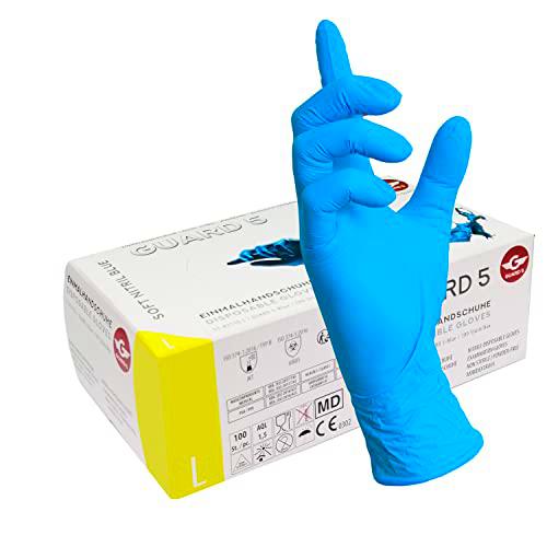 GUARD 5 - Caja de 100 unidades - guantes desechables de nitrilo azul en caja dispensadora