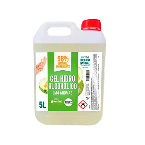 ENJOY COSMETICS | Gel Hidroalcohólico | Aroma Melón | 70% Alcohol | Con Glicerina Natural | Para el Cuidado de la Piel | 98% Ingredientes Naturales | Ideal para Casa y Comercios | 5000 ml