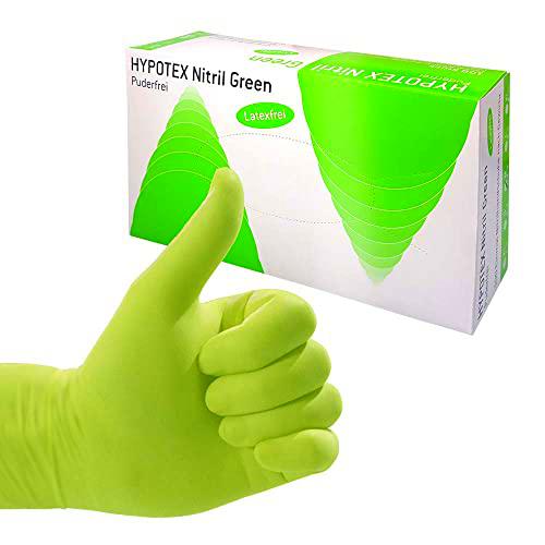 HYPOTEX Guantes desechables de nitrilo verde, 100 unidades, talla M