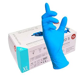 GUARD 5 - Caja de 200 unidades - guantes desechables de nitrilo azul en caja dispensadora